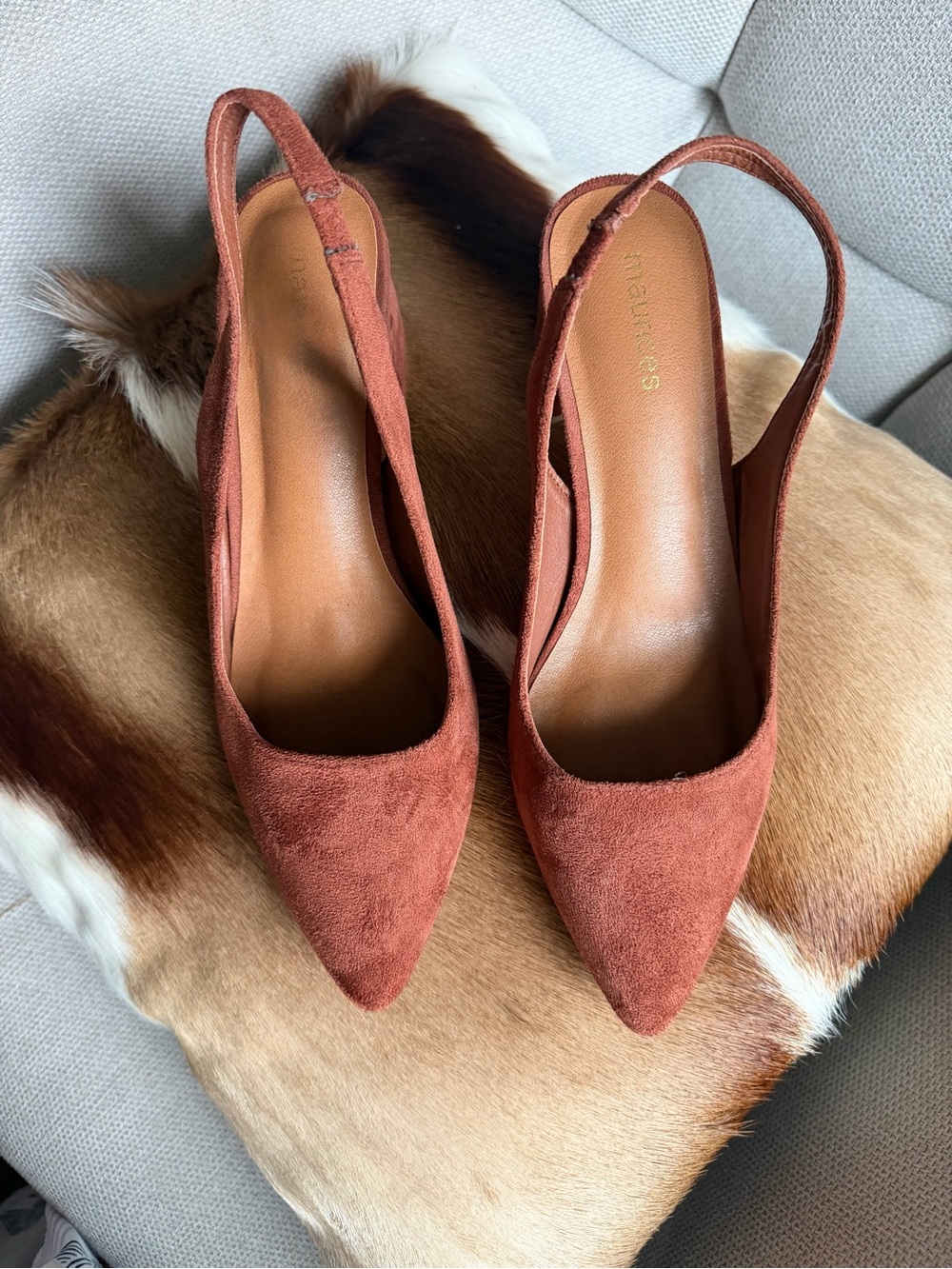 Maurices Rust Suede Pointed-Toe Slingback Heels